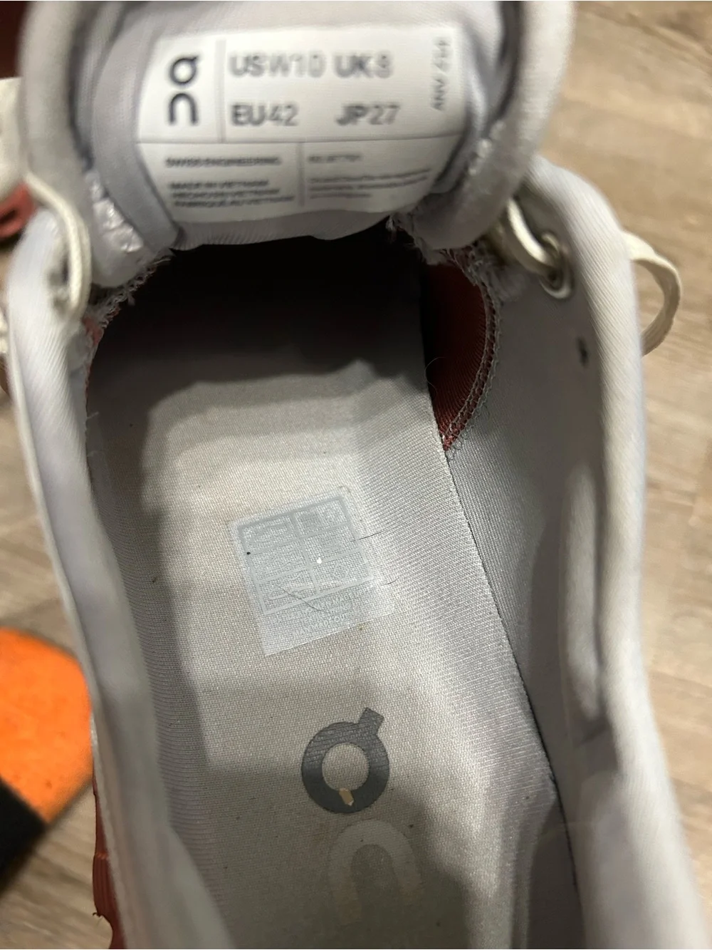 On Running Men's Cloudboom Athletic Shoes - Cream with Rust Accents